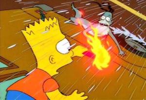 Bart seems gremlin on side of bus