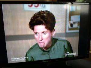 Alice sticks her tongue out