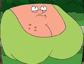 Peter Griffin as Mrs. Garrett's rack