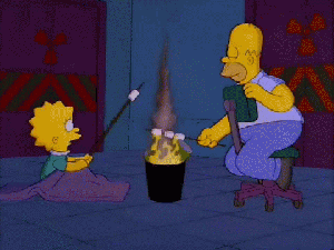 Homer and Lisa toast marshmallows